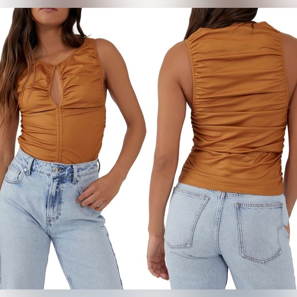 Free People Ride Along Ruched Crop Top - Picture 2 of 7